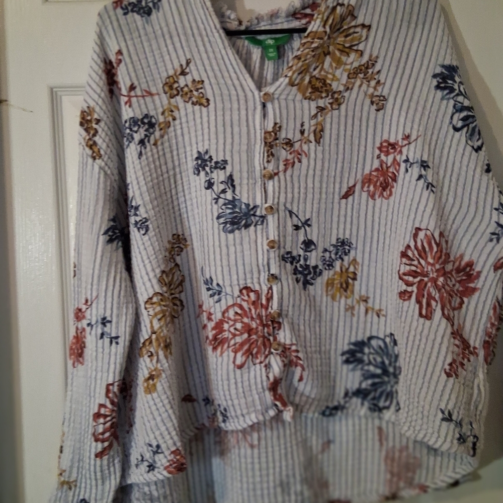 🔥Dip Floral Striped Blouse - Multicolor 3X PTP 28" - Picture 3 of 3
